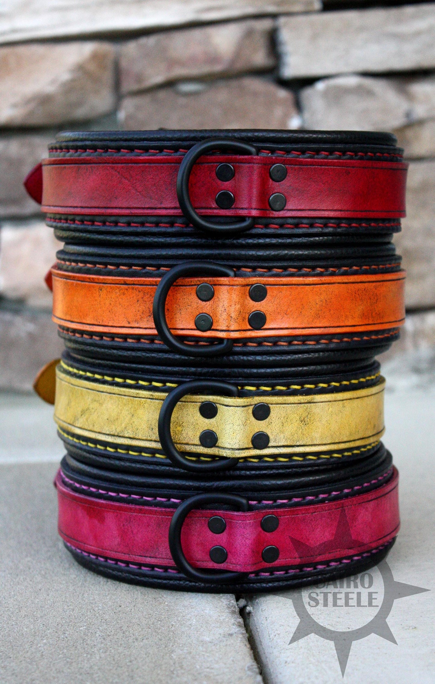 Neon Series Leather Collar: Orange