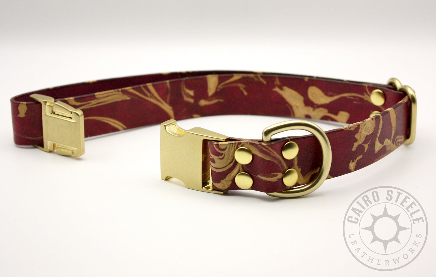 Oxblood & Gold Marbled Puppy Collar