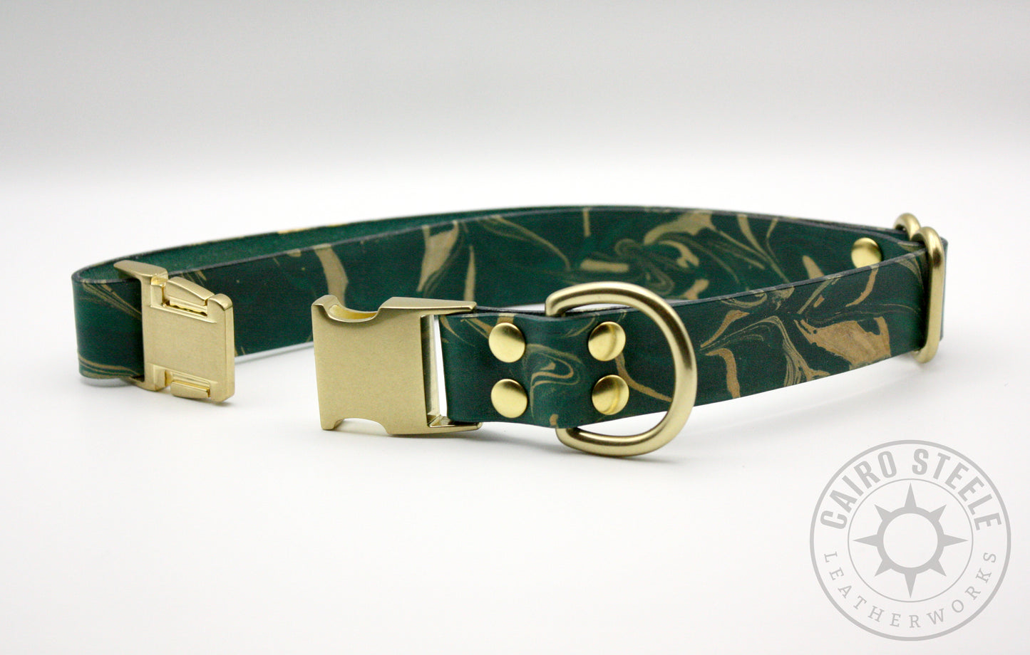 Jade & Gold Marbled Puppy Collar