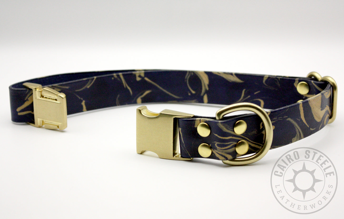 Navy & Gold Marbled Puppy Collar