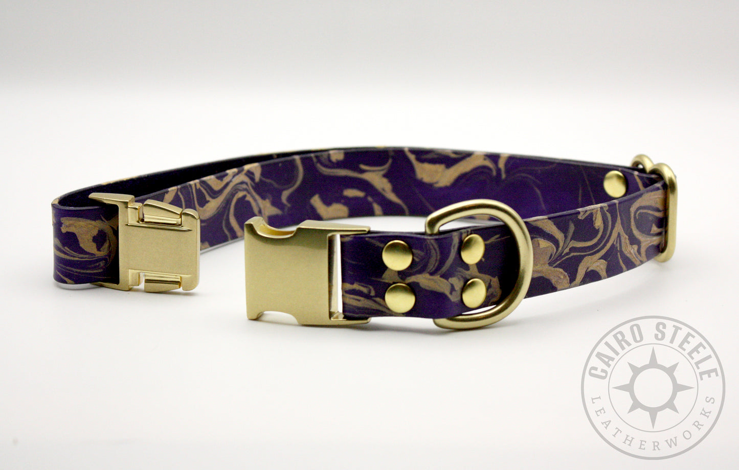 Purple & Gold Marbled Puppy Collar