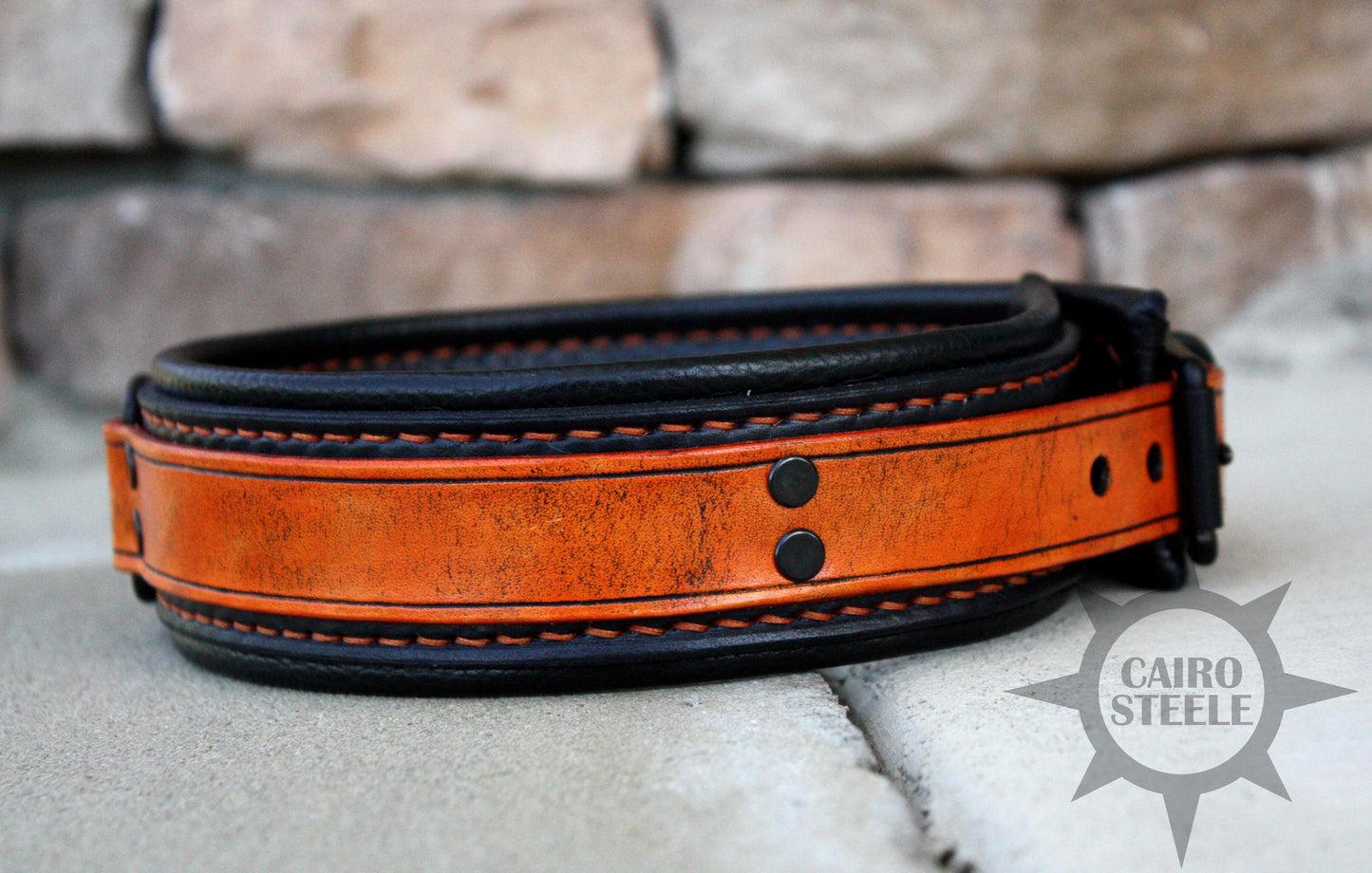 Neon Series Leather Collar: Orange