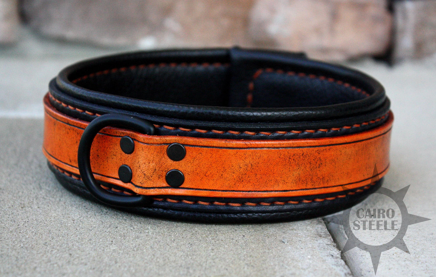 Neon Series Leather Collar: Orange