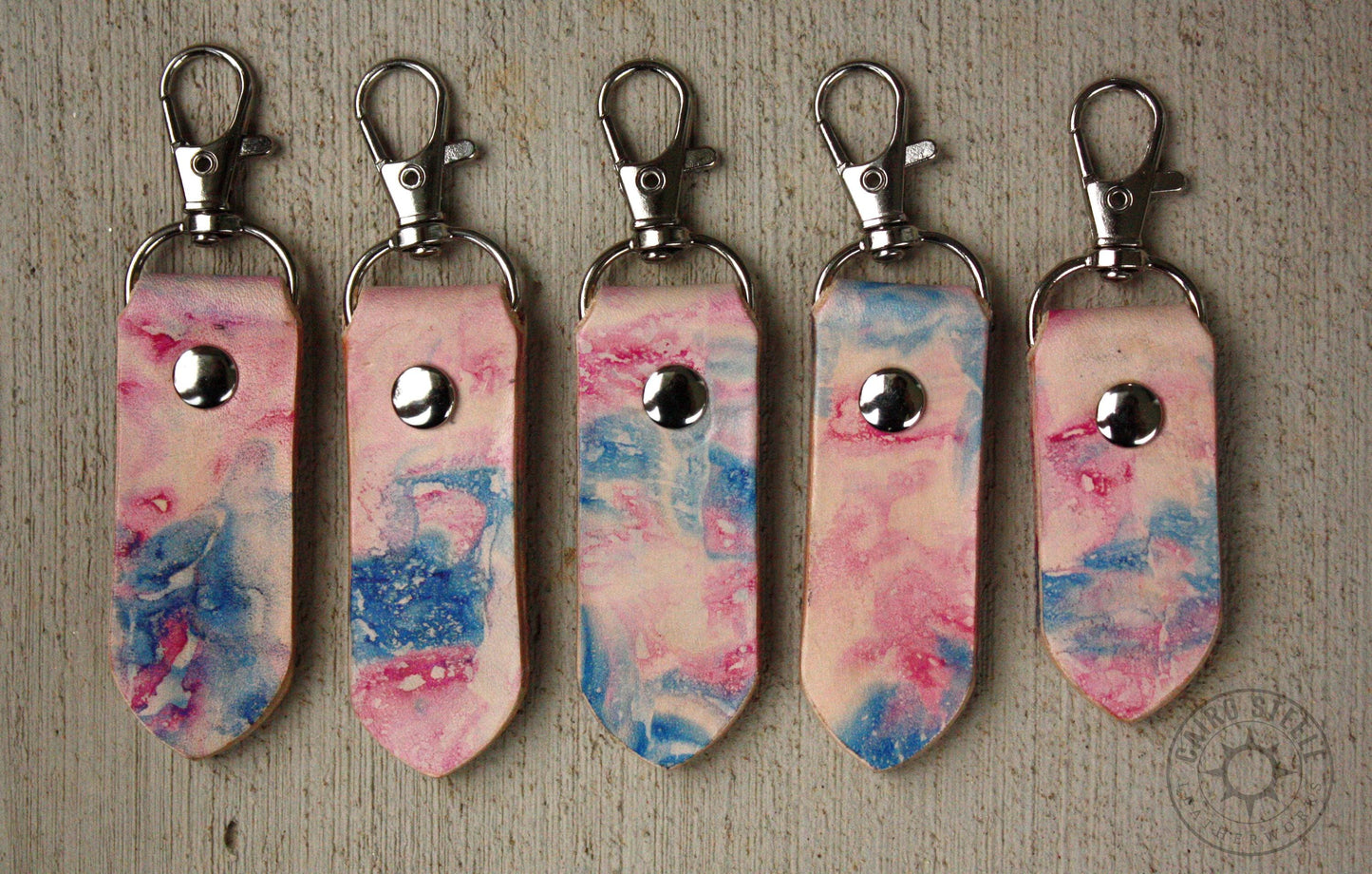 Marbled Leather Pride Keychains [Transgender Pride]