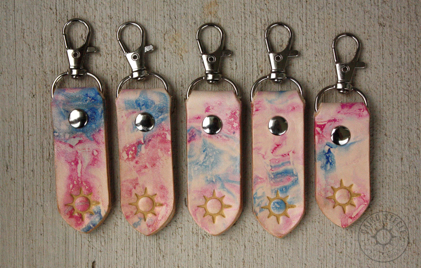 Marbled Leather Pride Keychains [Transgender Pride]