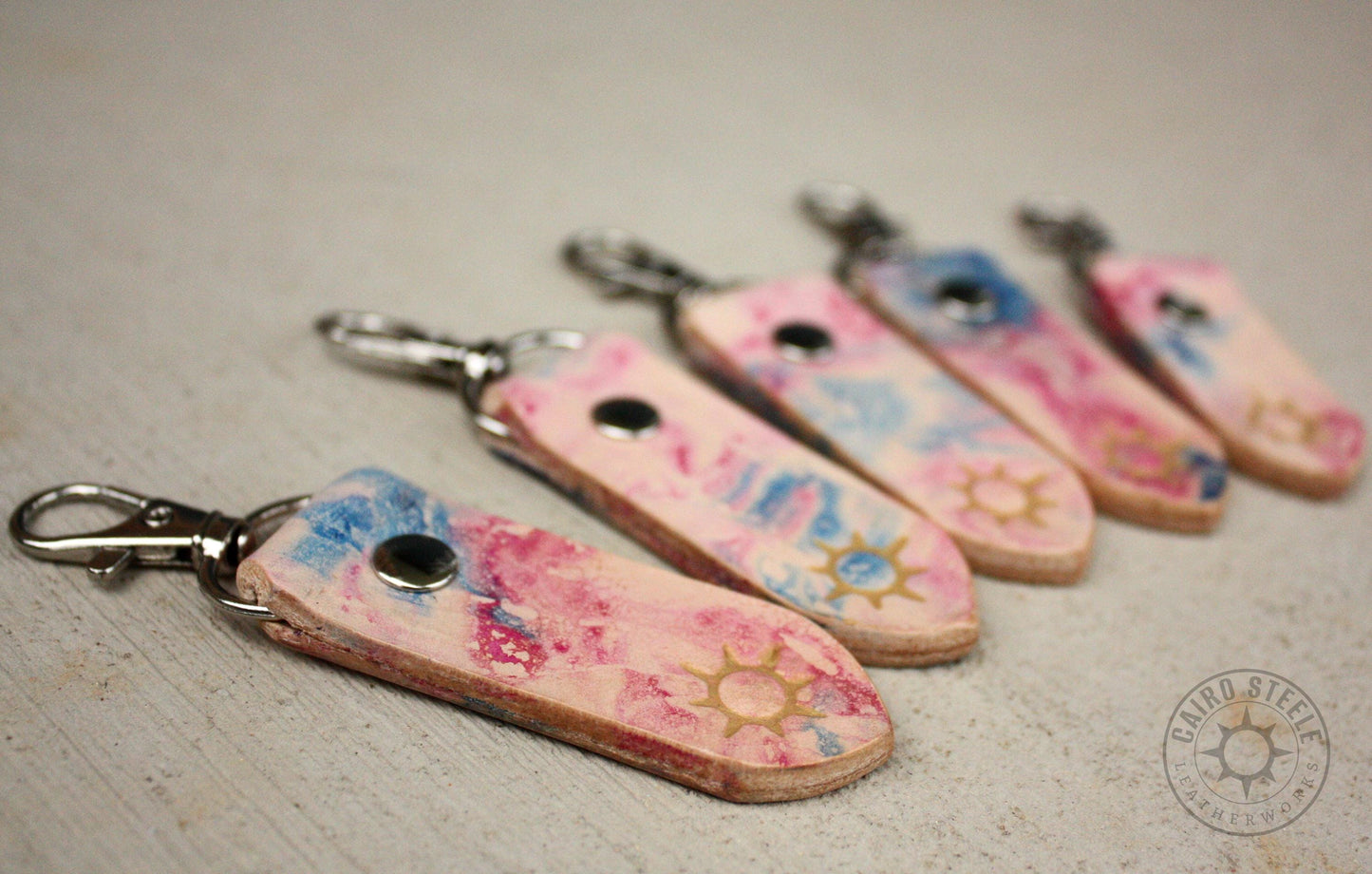 Marbled Leather Pride Keychains [Transgender Pride]