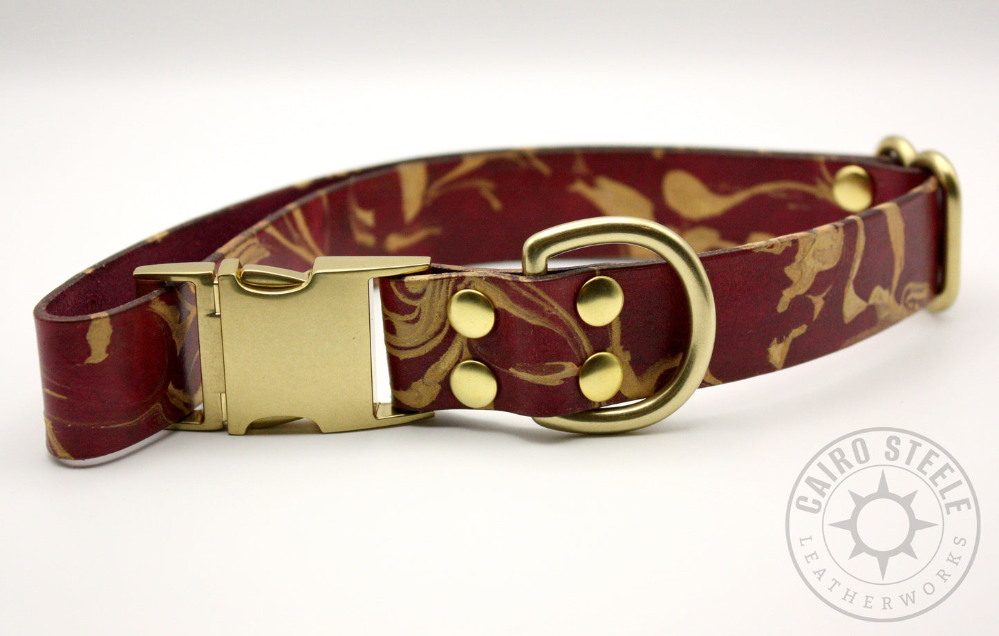 Oxblood & Gold Marbled Puppy Collar