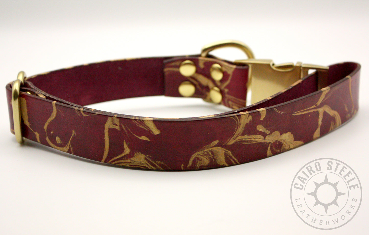 Oxblood & Gold Marbled Puppy Collar