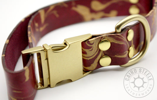 Oxblood & Gold Marbled Puppy Collar