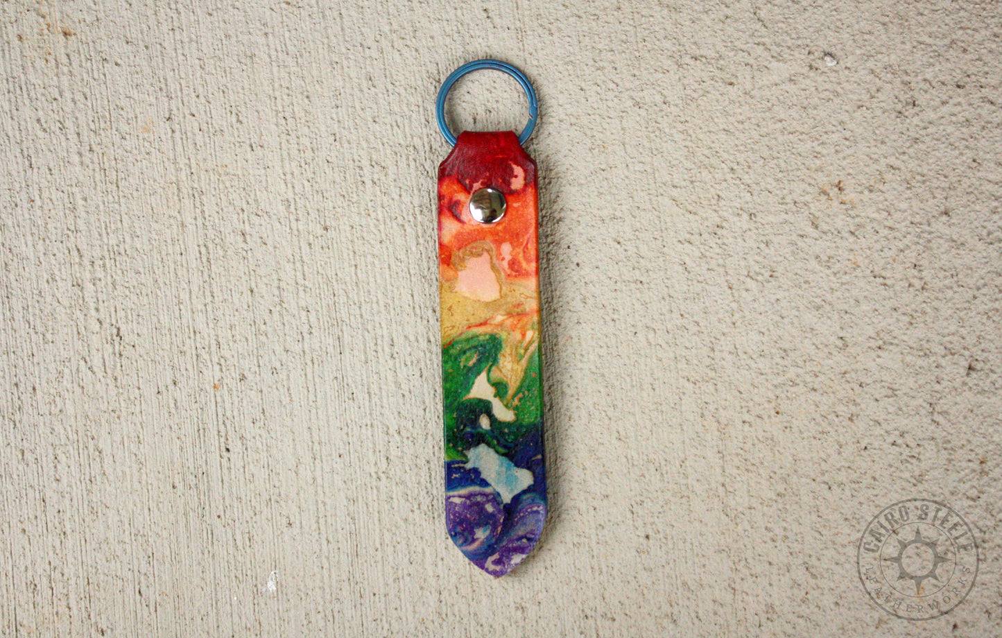 XL Rainbow Marbled Leather Keychains [Multiple Options]