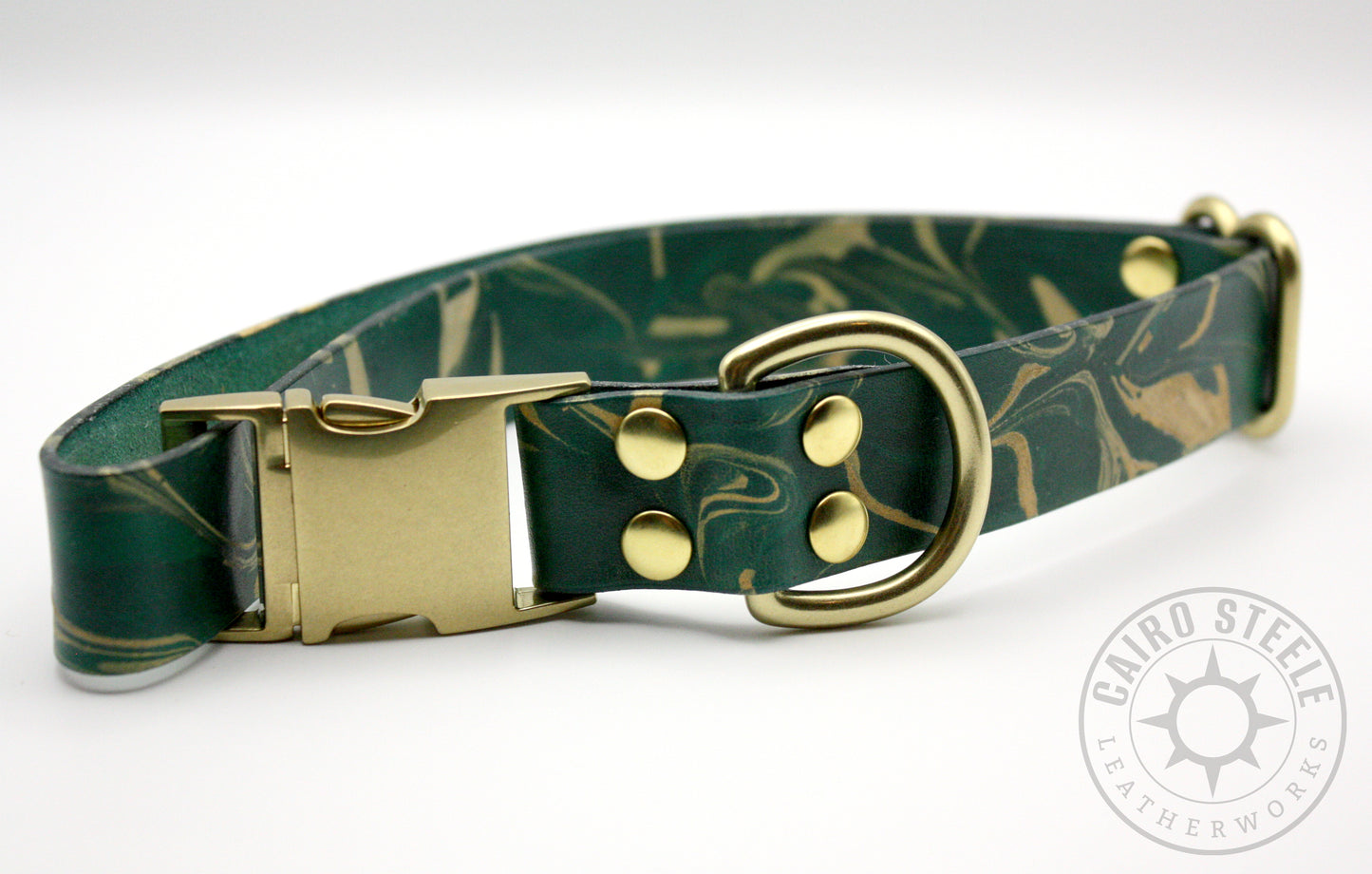 Jade & Gold Marbled Puppy Collar