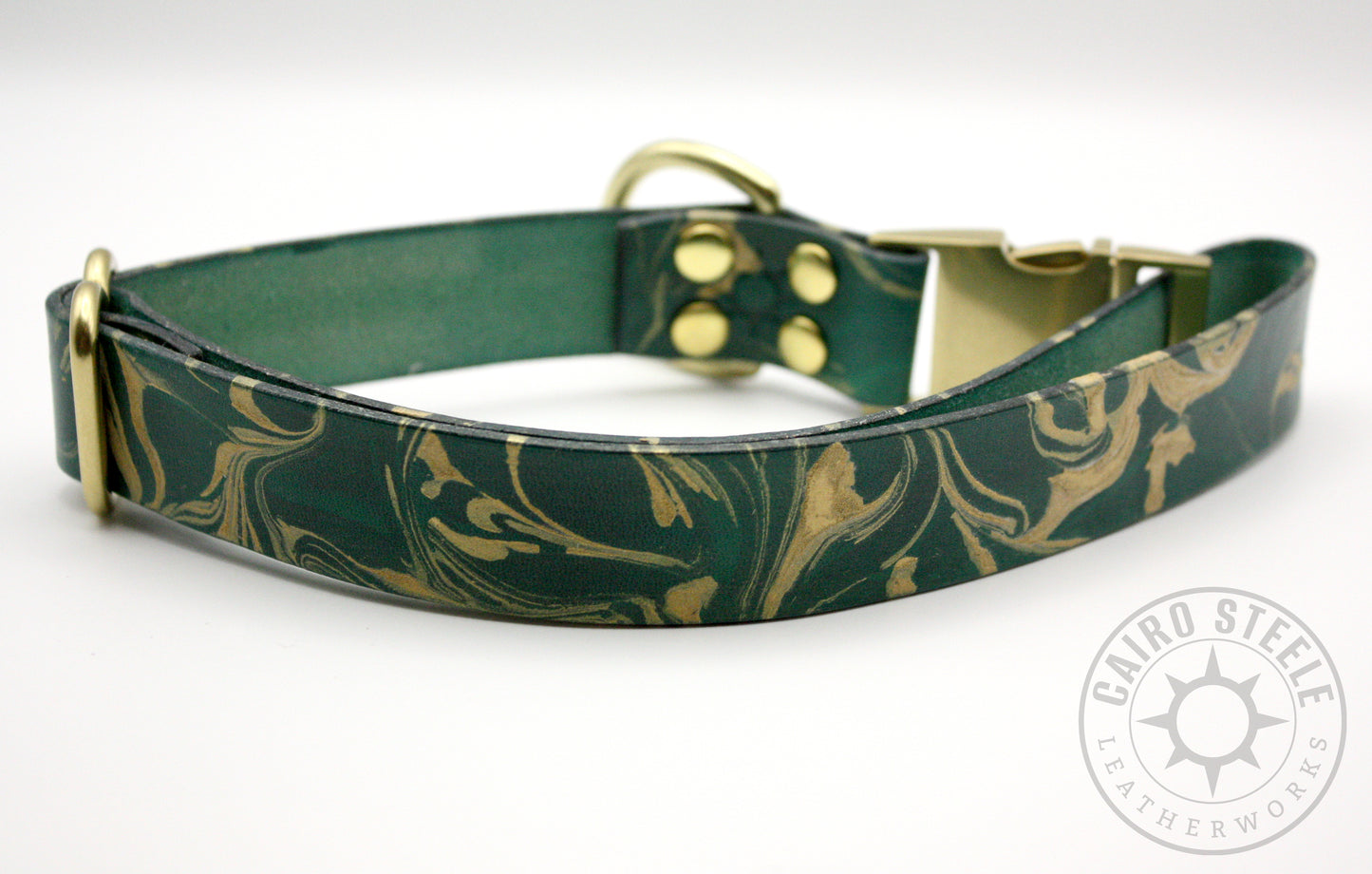 Jade & Gold Marbled Puppy Collar