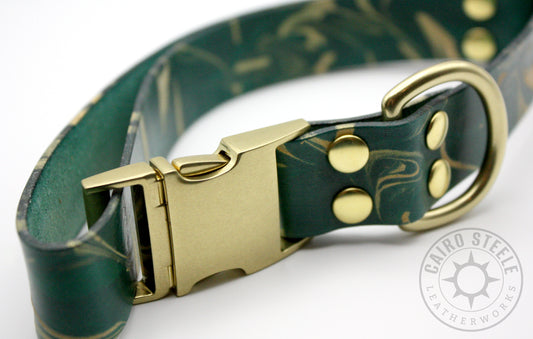 Jade & Gold Marbled Puppy Collar
