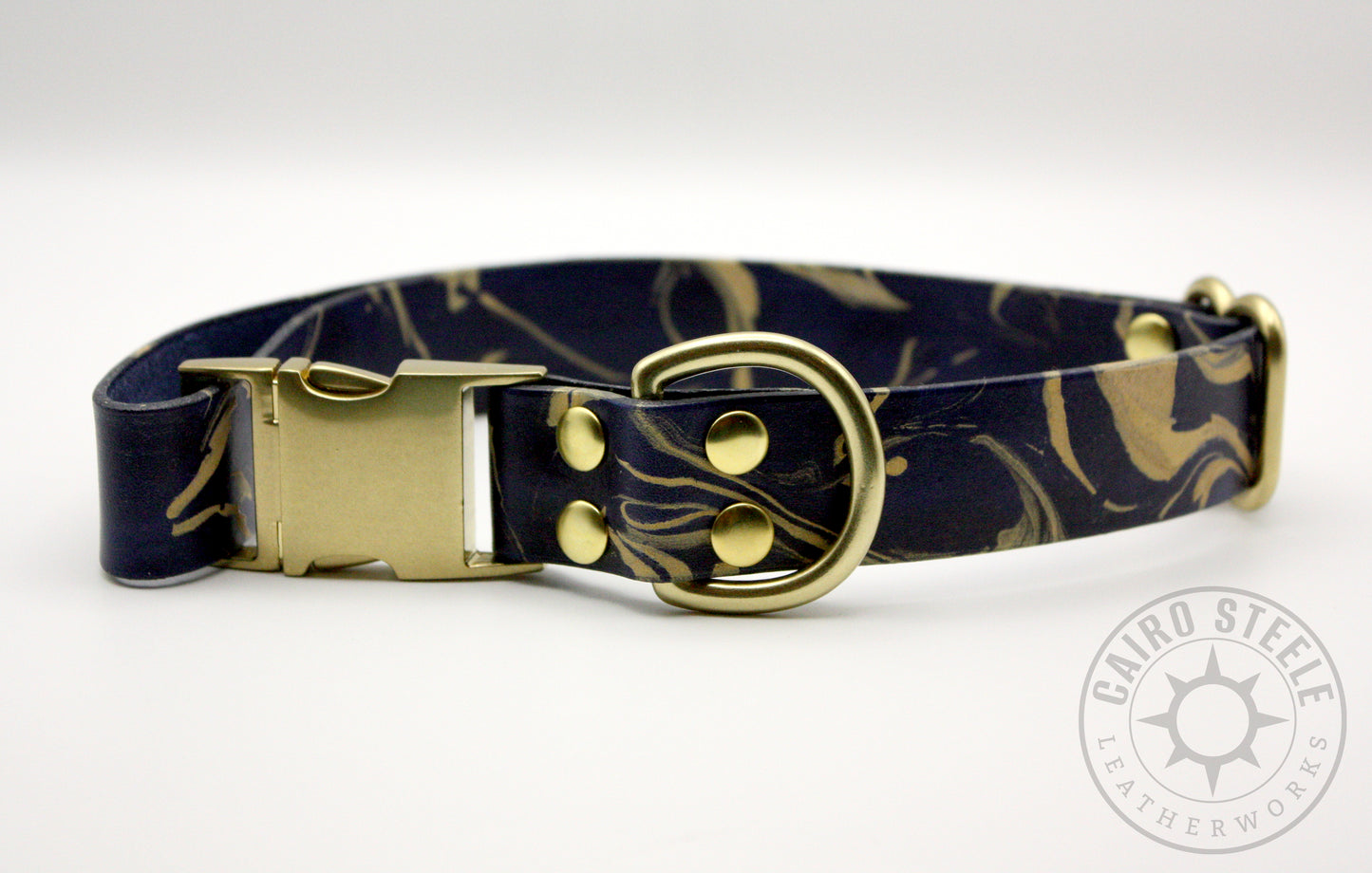 Navy & Gold Marbled Puppy Collar