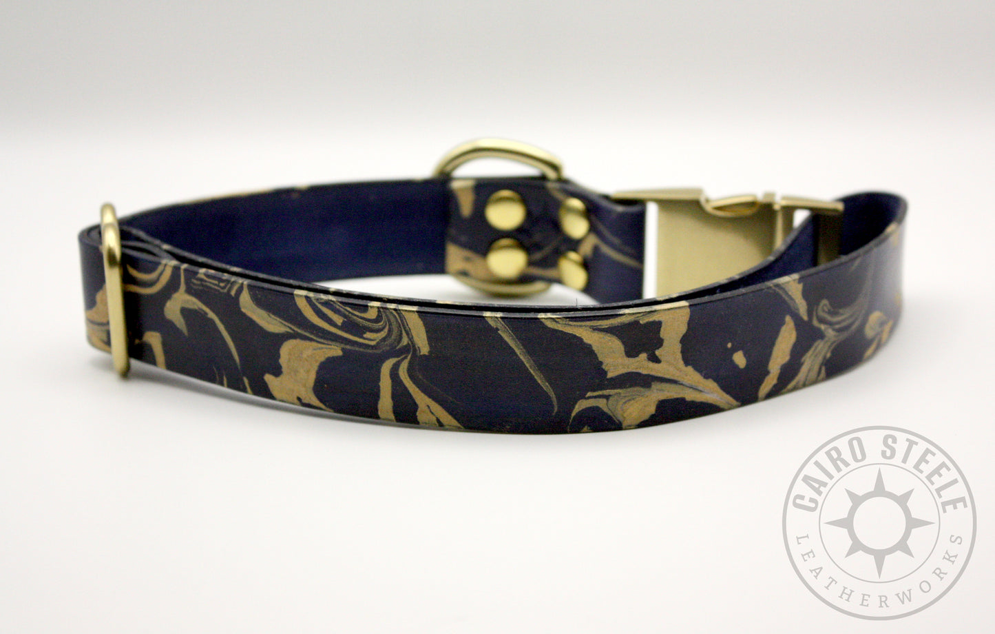 Navy & Gold Marbled Puppy Collar