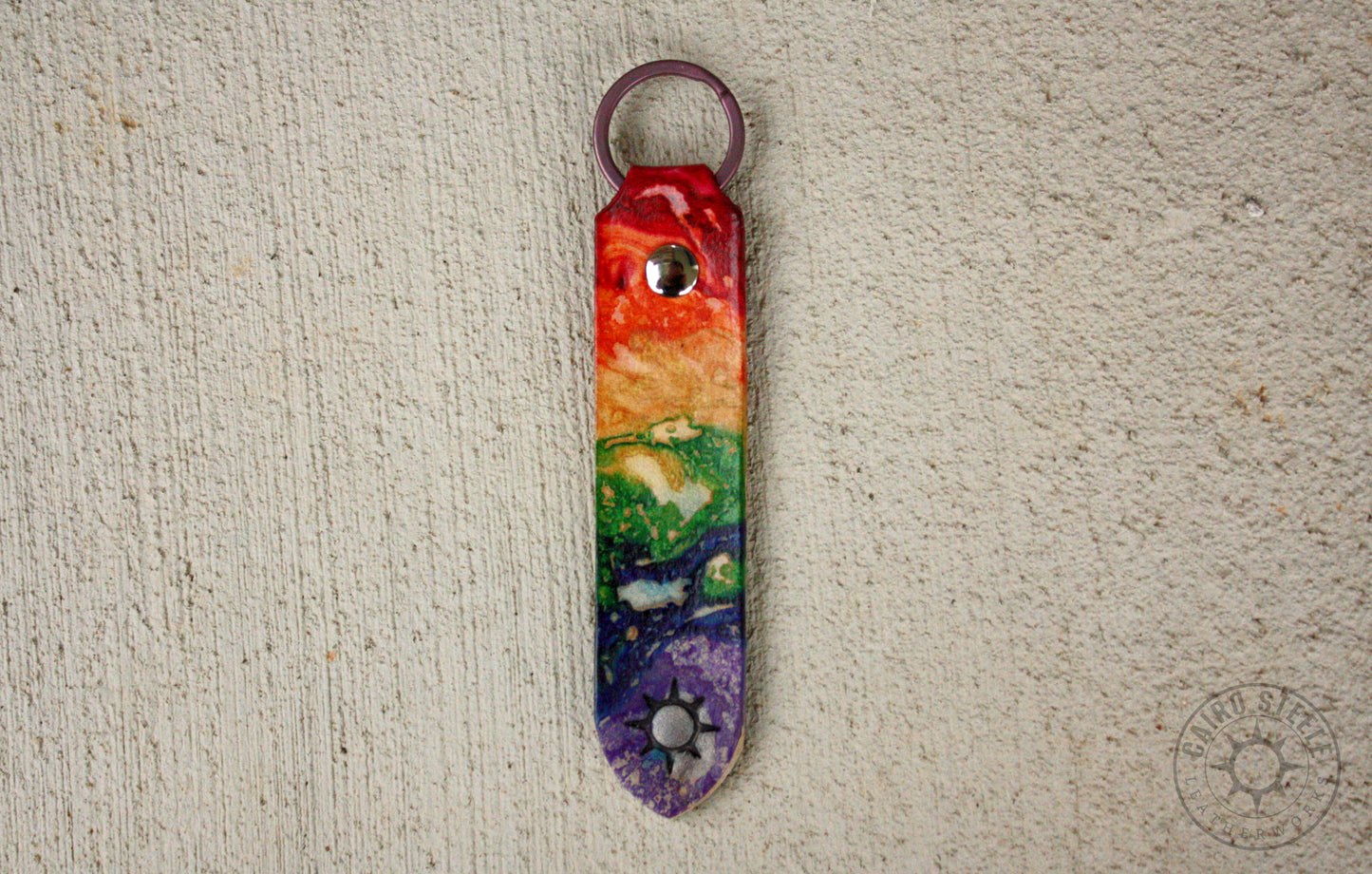 XL Rainbow Marbled Leather Keychains [Multiple Options]