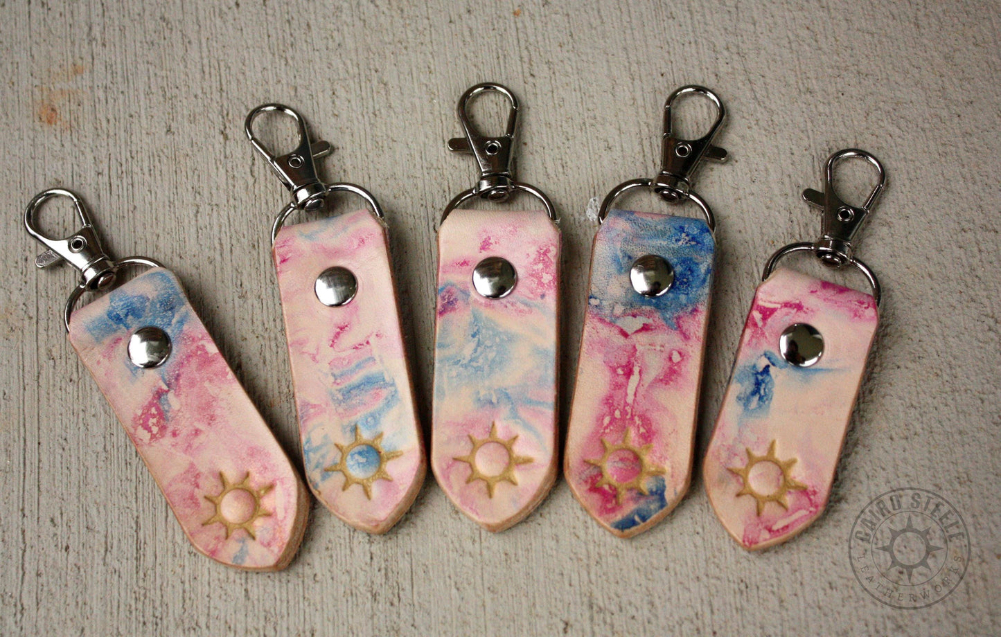 Marbled Leather Pride Keychains [Transgender Pride]