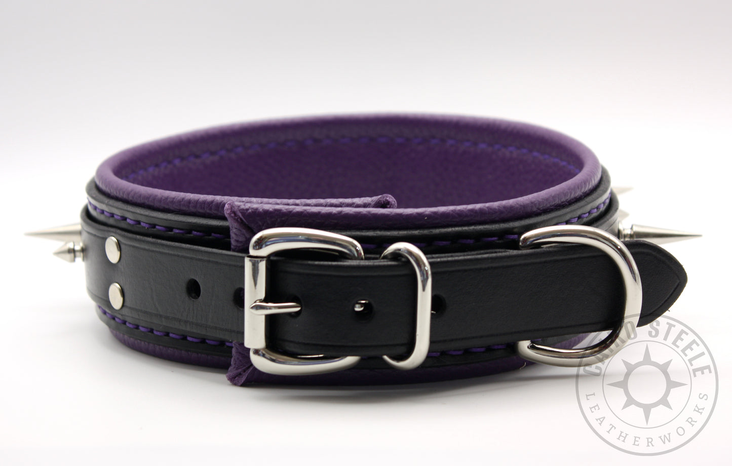 Black & Purple Spiked Collar