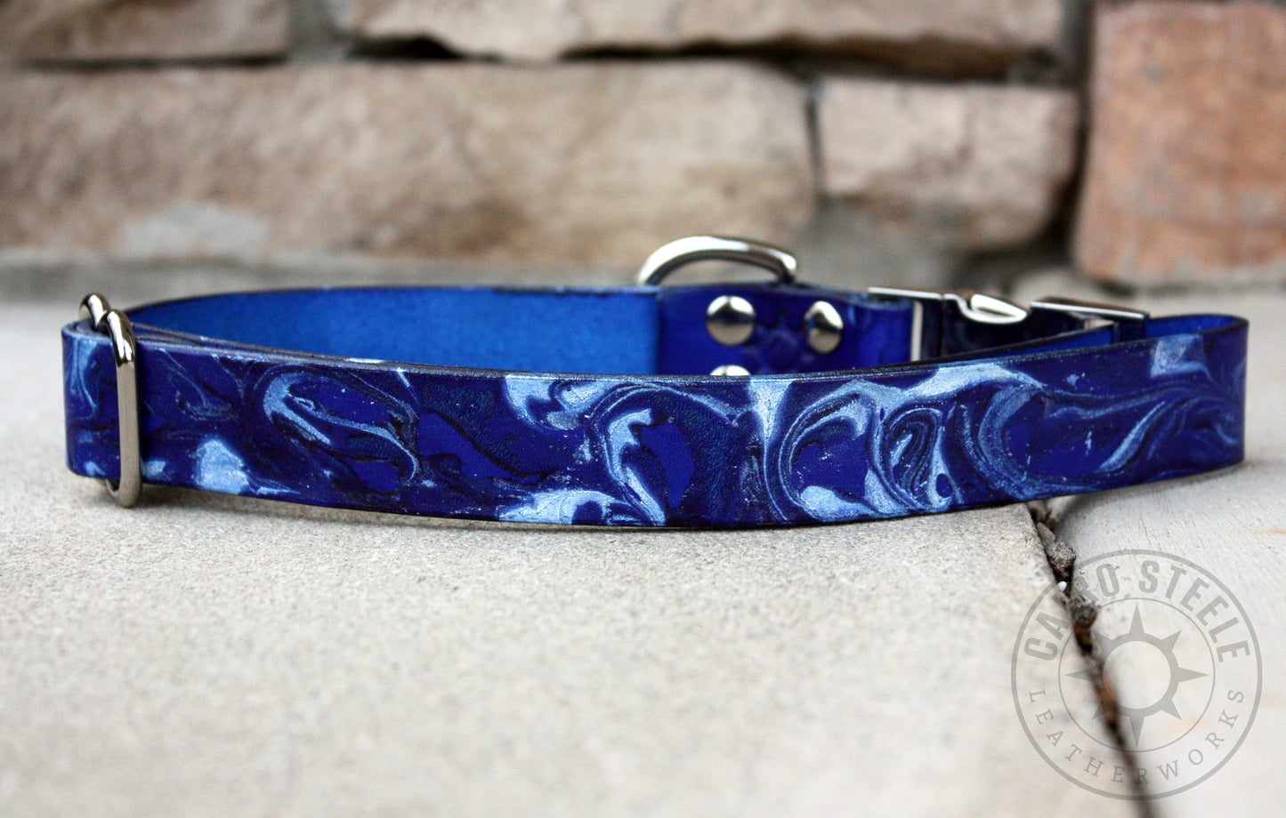 Blue & Silver Marbled Puppy Collar