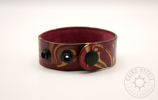 Oxblood & Gold Marbled Bracelet