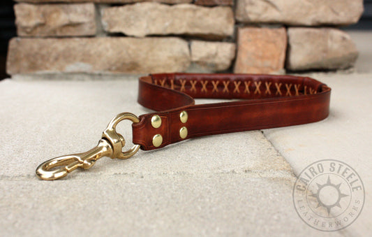 Brown Leather Short Pull Leash