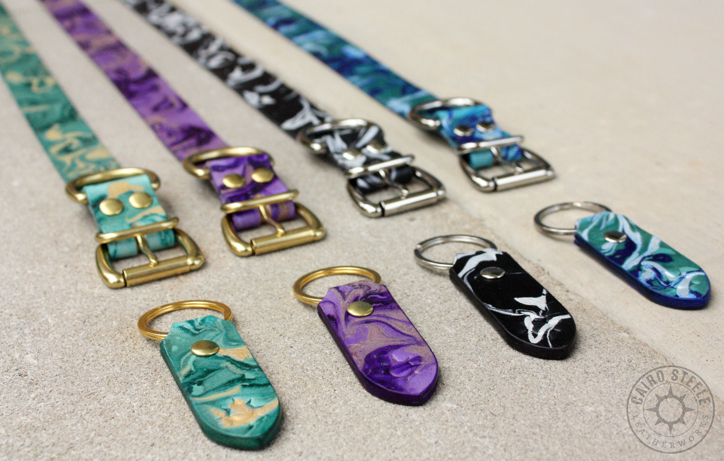 Metallic Marbled Leather Day Collars [Multiple Colors]