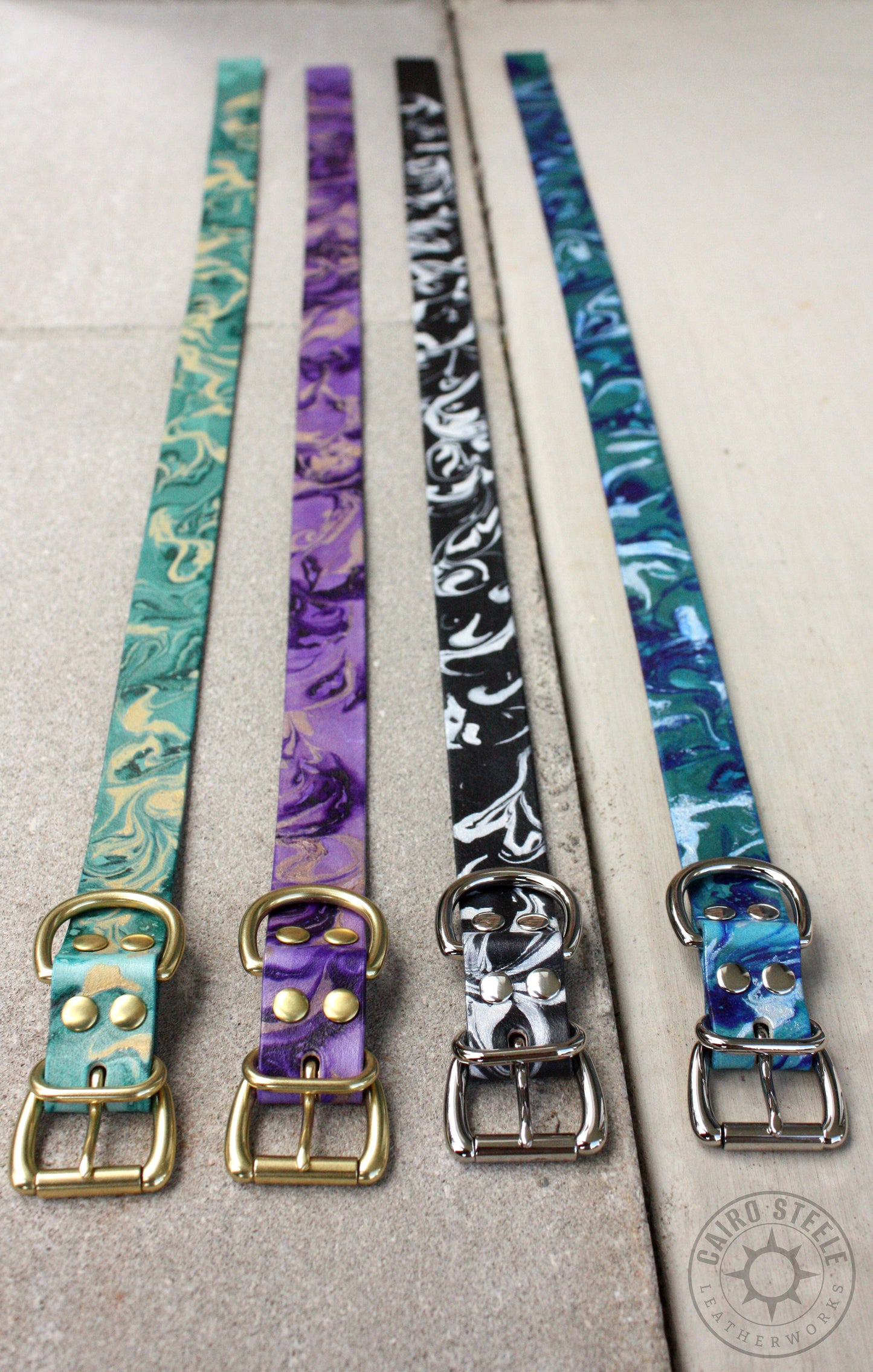 Metallic Marbled Leather Day Collars [Multiple Colors]