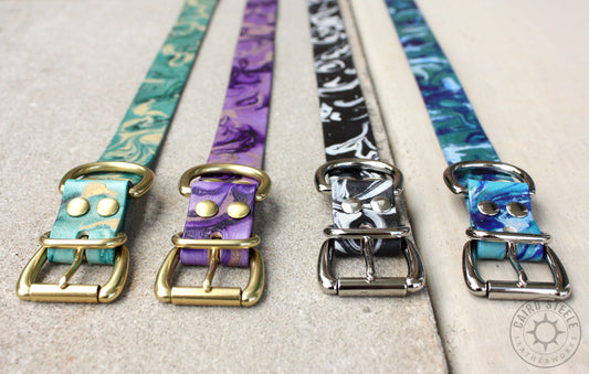 Metallic Marbled Leather Day Collars [Multiple Colors]