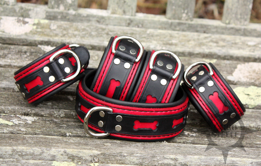 Black & Red Dog Bone Collar & Cuff Set [2025]