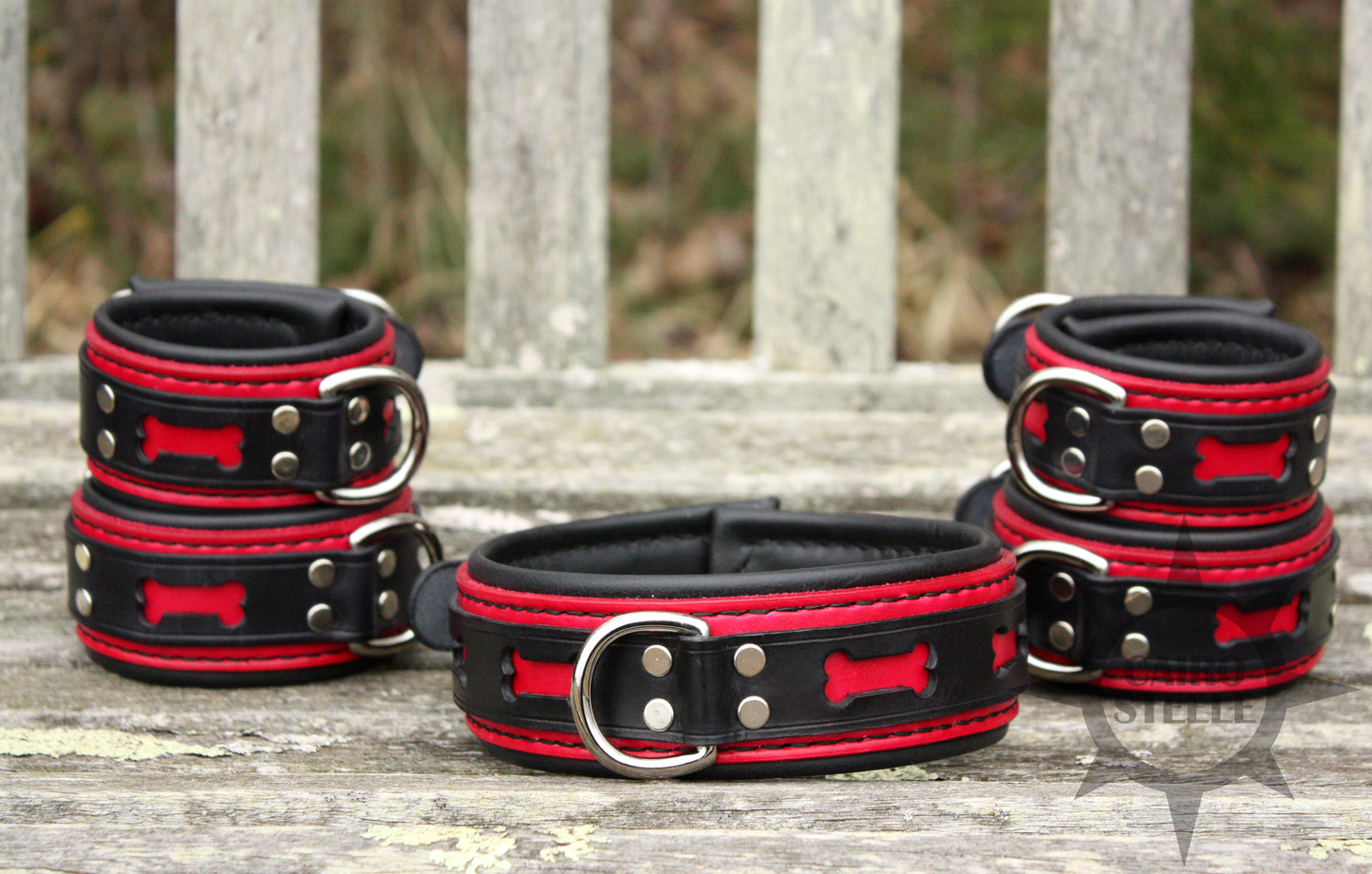 Black & Red Dog Bone Collar & Cuff Set [2025]