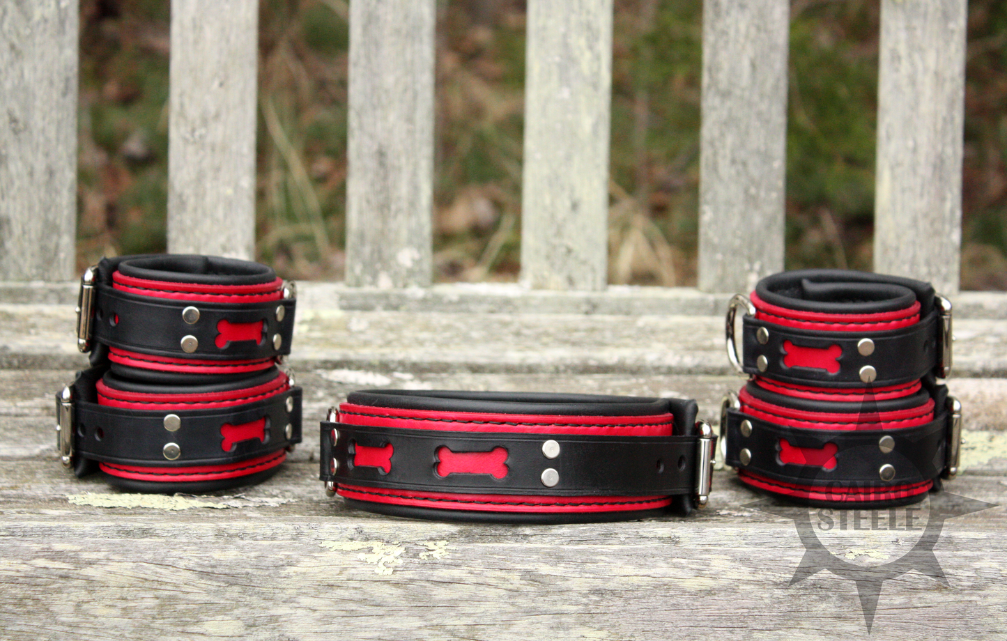 Black & Red Dog Bone Collar & Cuff Set [2025]