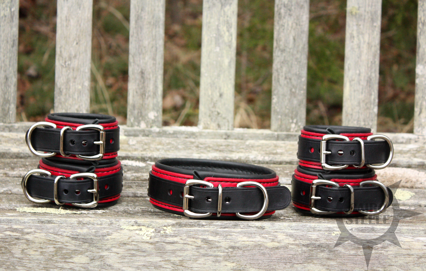 Black & Red Dog Bone Collar & Cuff Set [2025]