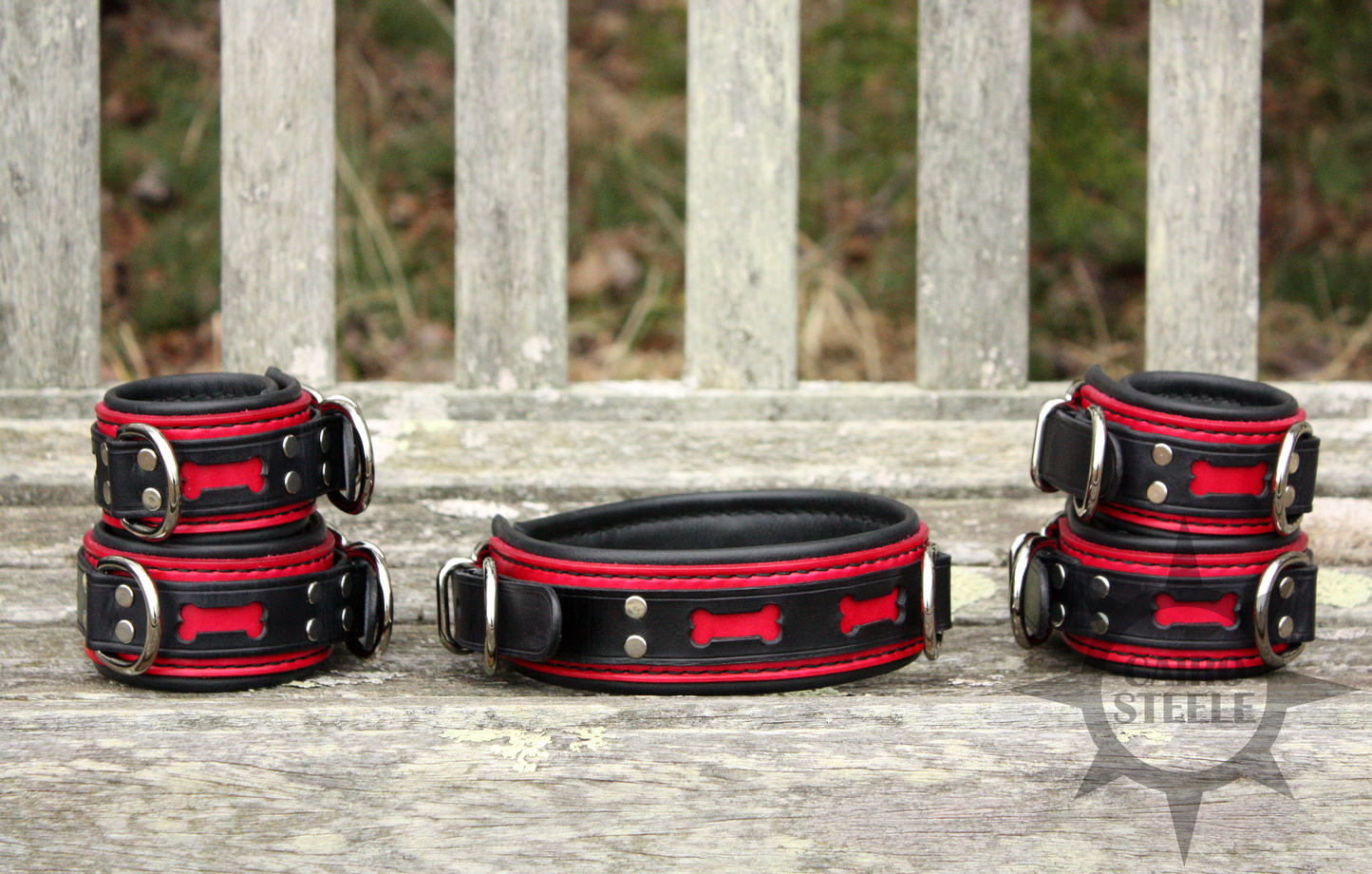 Black & Red Dog Bone Collar & Cuff Set [2025]