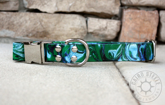 Green & Silver Marbled Puppy Collar