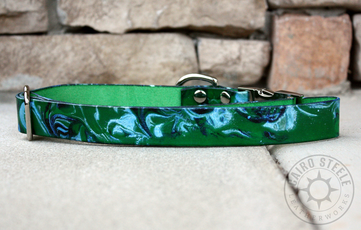 Green & Silver Marbled Puppy Collar