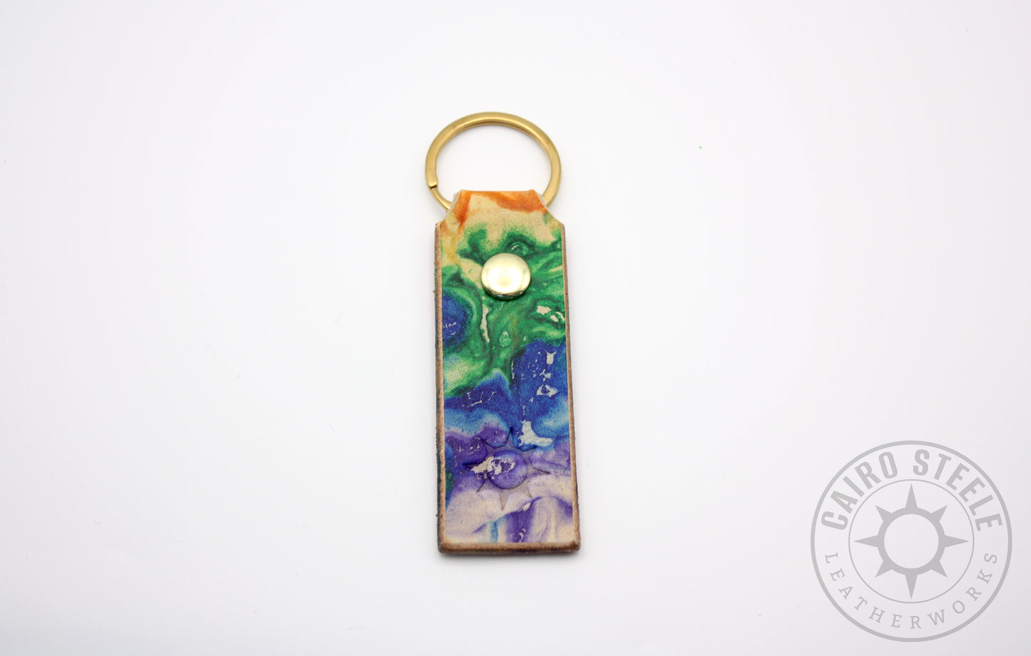 Rainbow Marbled Keychain