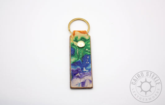 Rainbow Marbled Keychain