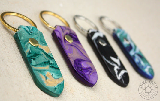 Metallic Marbled Leather Keychains [Multiple Colors]