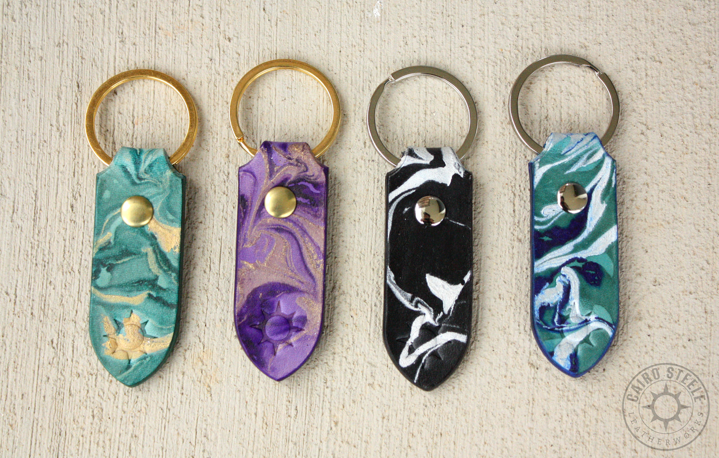 Metallic Marbled Leather Keychains [Multiple Colors]