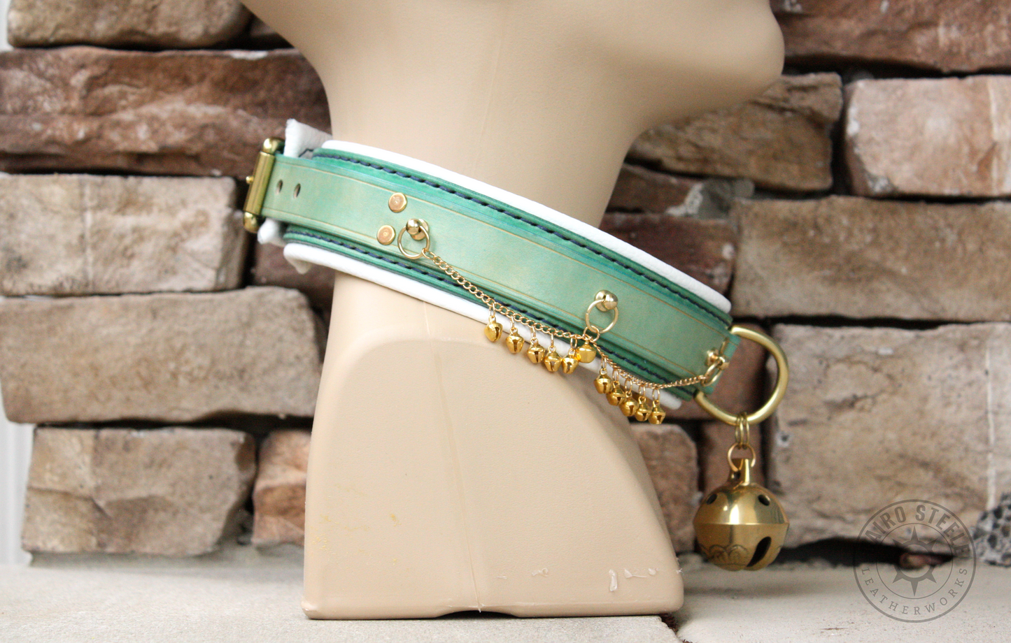Teal & Brass Bells Collar & Cuff Set [2025]