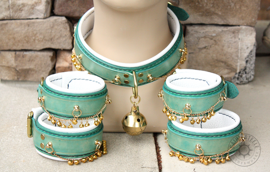Teal & Brass Bells Collar & Cuff Set [2025]