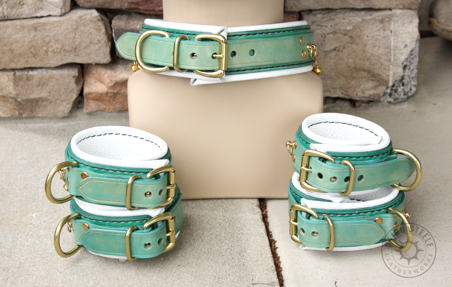 Teal & Brass Bells Collar & Cuff Set [2025]
