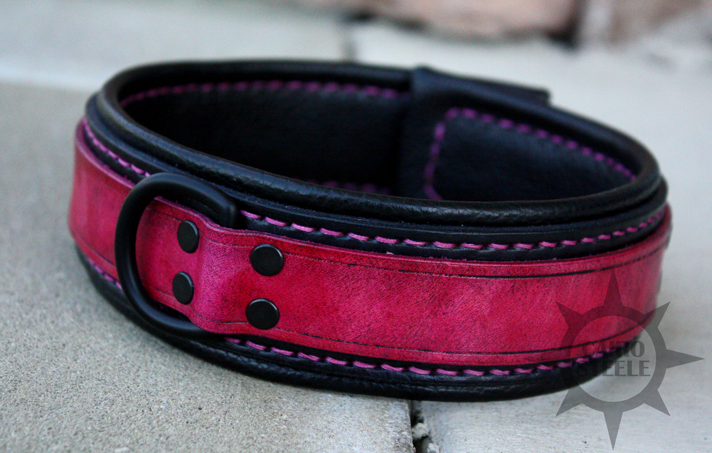 Neon Series Leather Collar: Pink