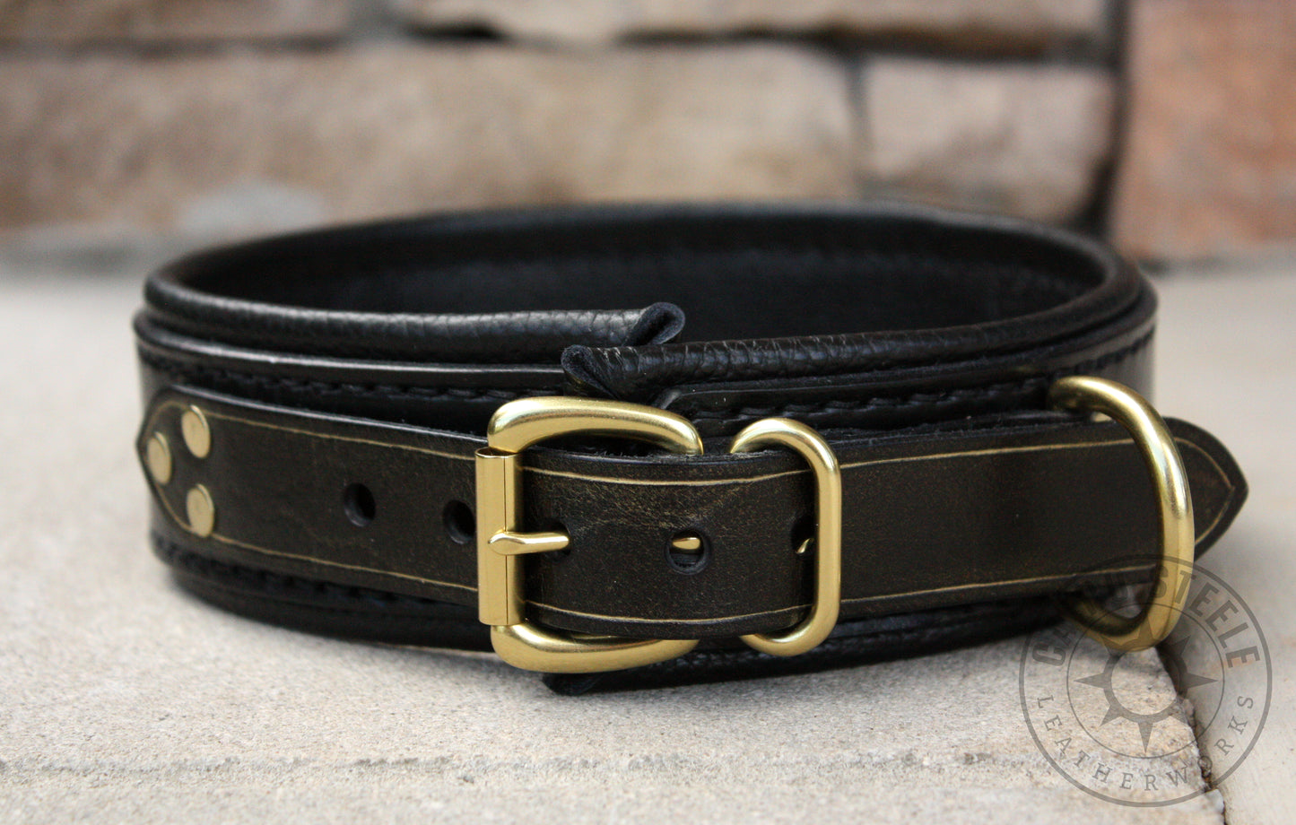 Black Leather Pull Collar