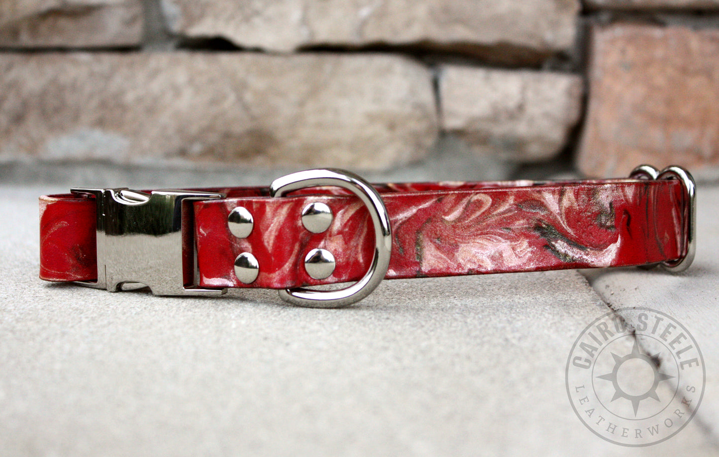 Red & Silver Marbled Puppy Collar