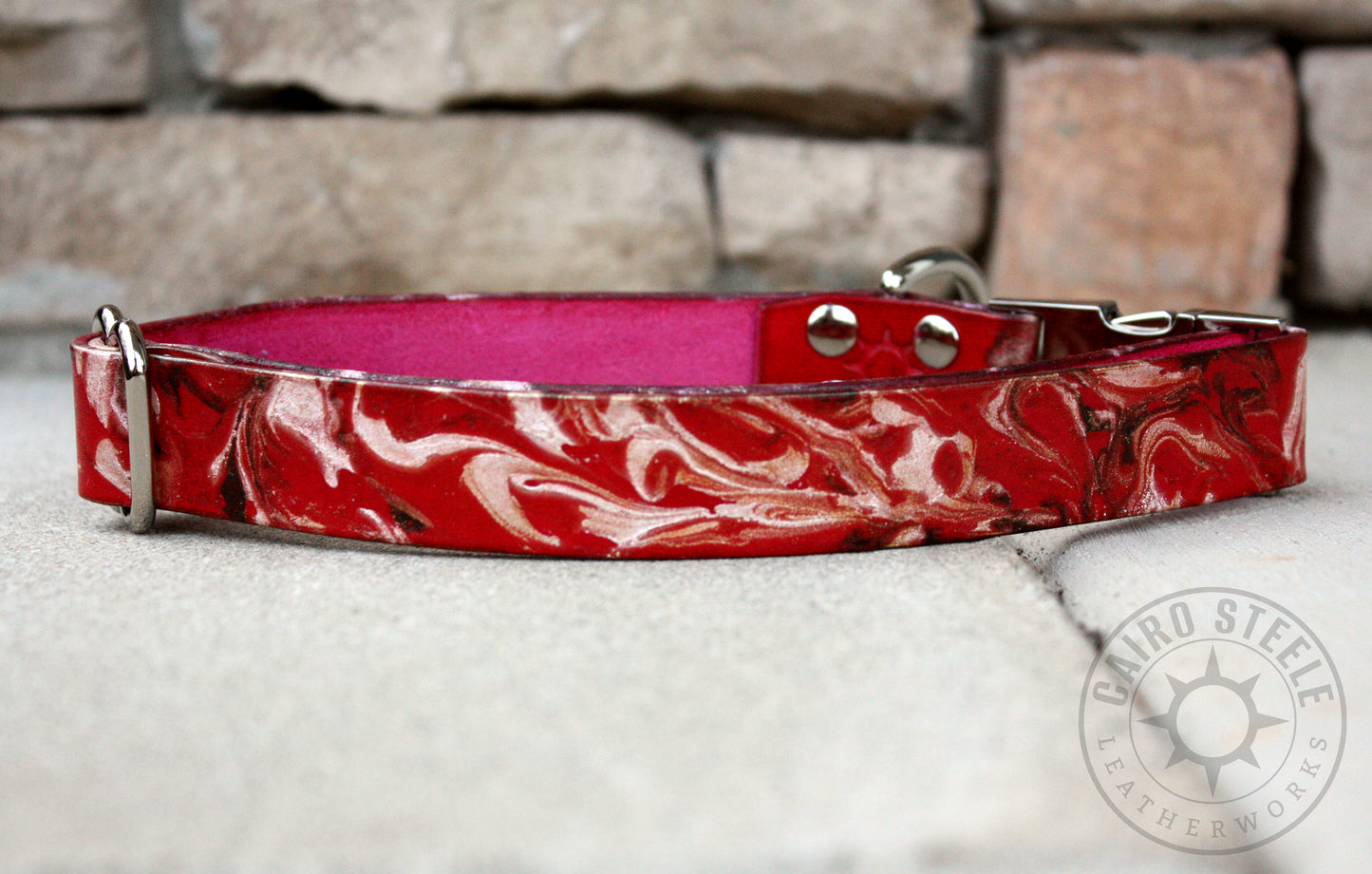 Red & Silver Marbled Puppy Collar