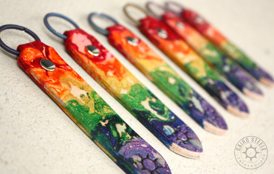 XL Rainbow Marbled Leather Keychains [Multiple Options]