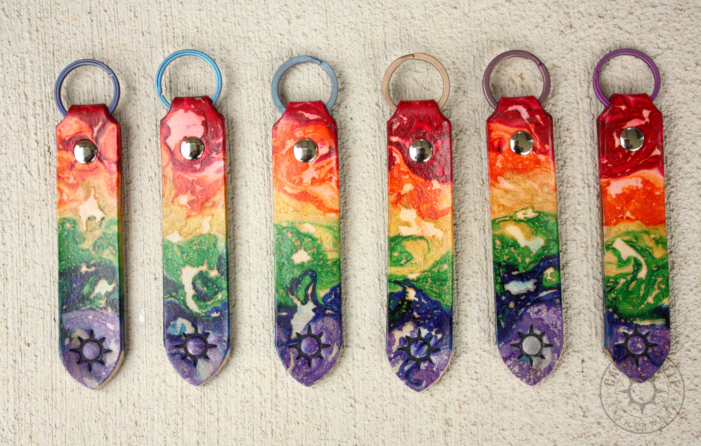 XL Rainbow Marbled Leather Keychains [Multiple Options]