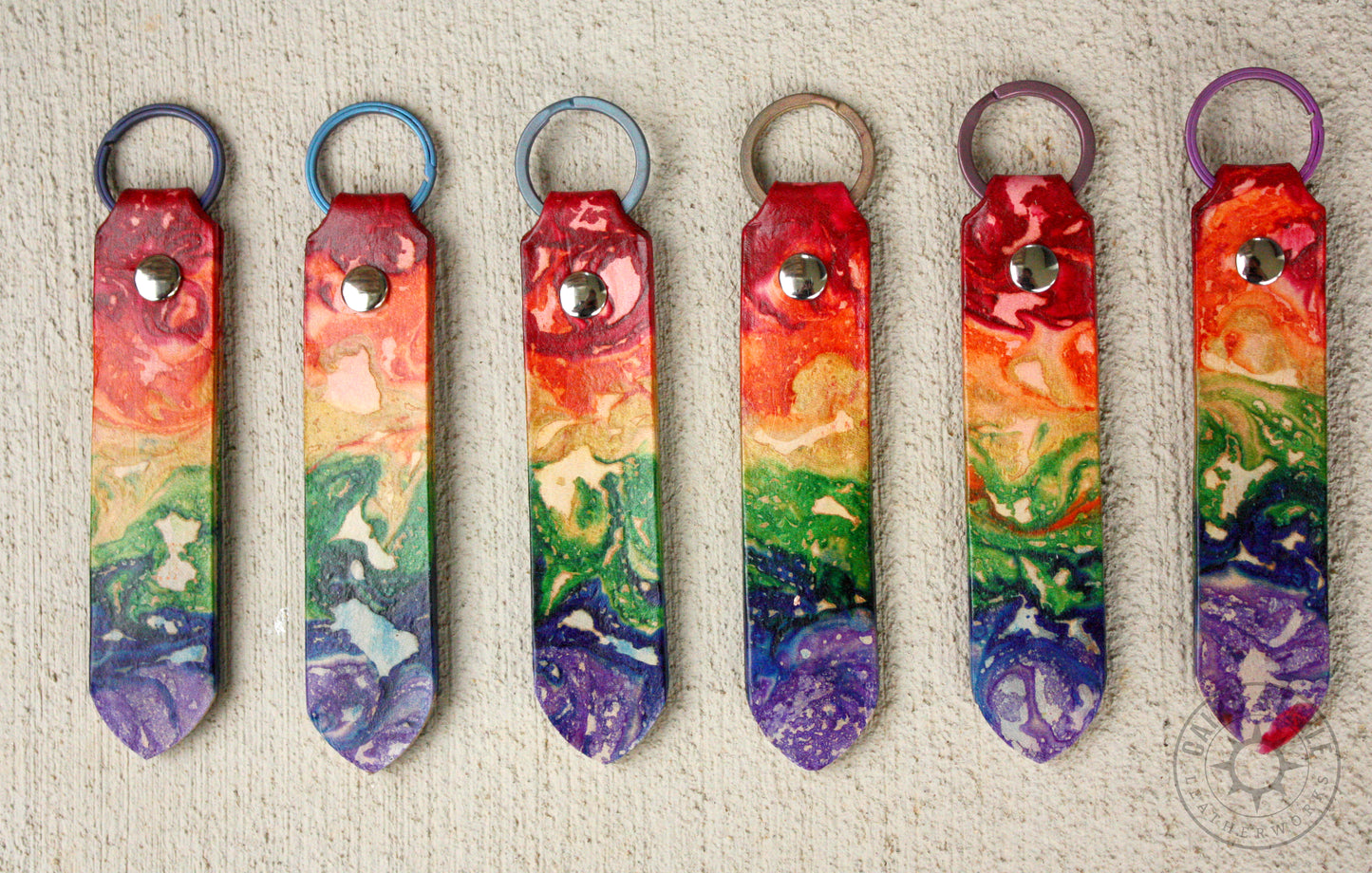 XL Rainbow Marbled Leather Keychains [Multiple Options]