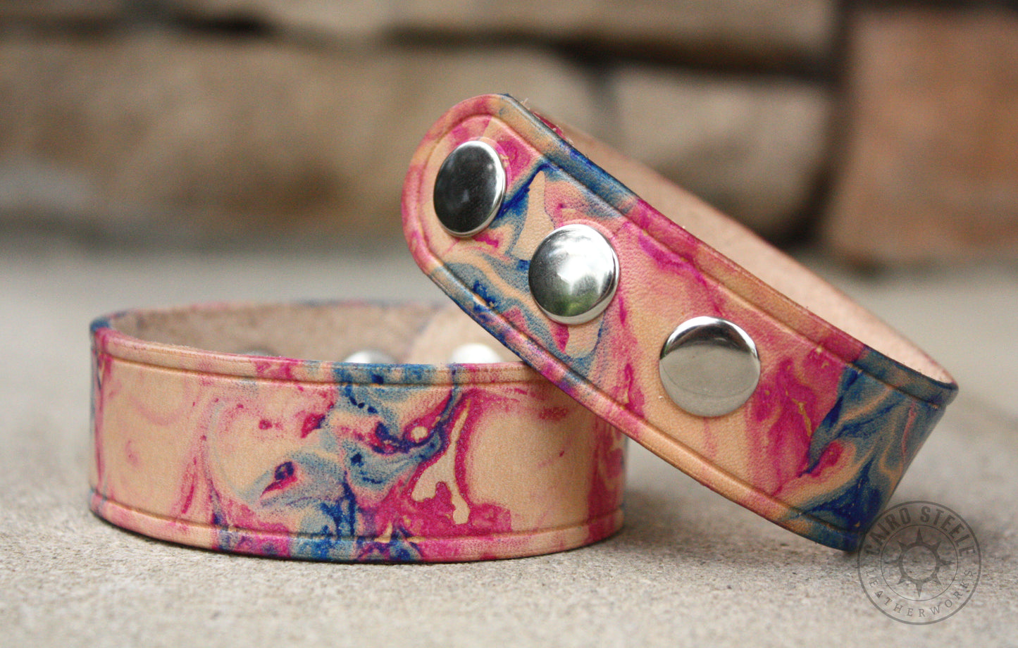Leather Snap Bracelet [Transgender Marble]